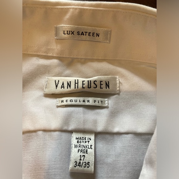 NWOT Men’sSize 17 34/35 Van Heusen Regular Fit LuxSateen Wrinkle FreeDress shirt - Picture 11 of 14